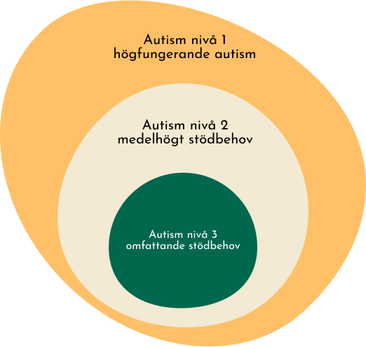 autism nivåer Illustration över de tre olika nivåerna inom autism.